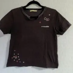 ⑫crocodile ダークブラウン VネックTシャツ