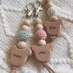 名入れキーホルダー♡ウッド♡韓国♡オーダー♡キーリング♡お揃い♡ペアプレゼント