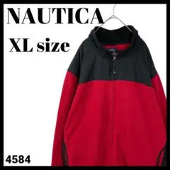 NAUTICA ノーティカ 異素材切替 ジップアップ フリース 赤 黒 XL
