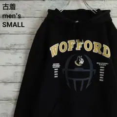 古着 adidas アディダス パーカー ウォフォード大学 肉厚 フーディ 黒S
