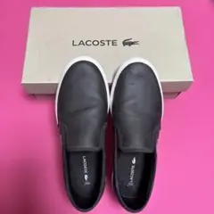 LACOSTE ブラック スリッポンスニーカー 25.5cm メンズ