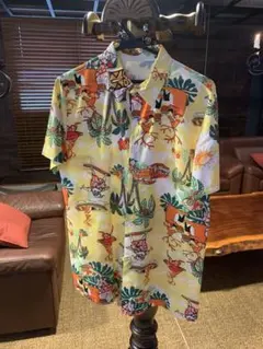 クリーニング済み フリーサイズ ハワイアンサマーサンタシャツ 半袖アロハシャツ