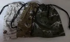 ★値下げ中【ハンドメイド】コップ入れ3枚/18*20/恐竜ボーン