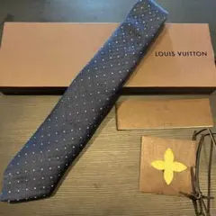 【美品】LOUIS VUITTON モノグラム ネクタイ シルク100 ネイビー