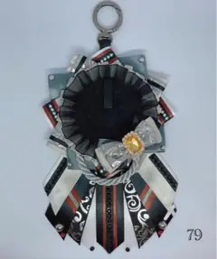 ハンドメイドロゼット グレー(灰色)×ブラウン(茶色)×ブラック(黒) シルバー