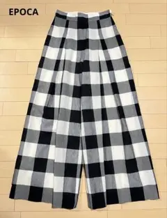 美品／EPOCA エポカ　チェック　タックワイドパンツ　ガウチョパンツ