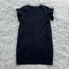 SACRA リブチュニック フレンチスリーブ コットン ネイビー 夏秋 38
