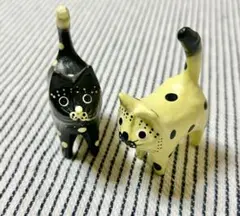 猫の置き物セット　水玉