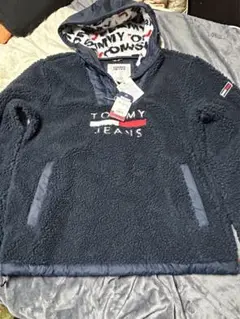 TOMMY JEANSハーフジップボアジャケットXLネイビー