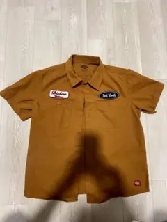 Dickies ブラウン 半袖ワークシャツ Lサイズ