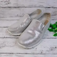 somethingシルバーメッシュスリッポンスニーカーL 24cm