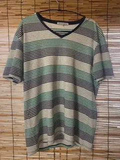 GREEN LABEL RELAXING ストライプ VネックTシャツ Lサイズ