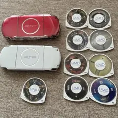 PSP レッド＆ホワイト ゲームソフト９個付き➕充電器