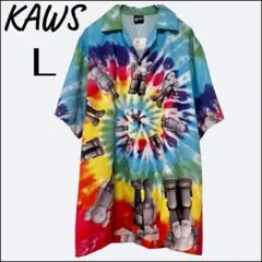 【新品】輸入古着✨ KAWS カウズ タイダイ柄シャツ 開襟 アロハシャツ L