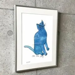 額装マット作品/ウォーホル/(One Blue Pussy) c. 1954