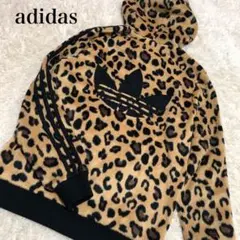 【美品】adidas アディダス レオパード ファー パーカー トレフォイル