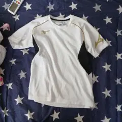 Mizuno 野球用アンダーシャツ 160サイズ ホワイト/ブラック/ゴールド