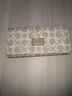 GUESS ロゴプリント 長財布 ベージュ系