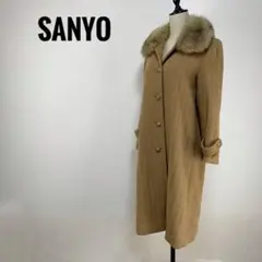 Z1027 SANYO コート 冬 ウール ファー 毛皮 BLUE FLAG