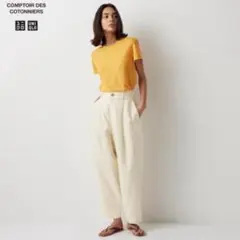 ユニクロ　リネンブレンドタックテーパードパンツ　新品タグ付き　ベージュ