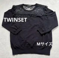 七分袖レース切り替えニットトップス TWINSET