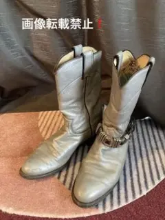 ジャスティン JUSTIN ウエスタンブーツ シルバー ブーツベルト付き レア