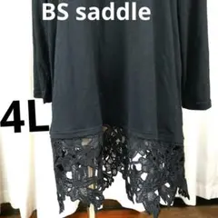 BSsaddle 4L 黒 レース裾 長袖チュニック 大きいサイズ レディー26