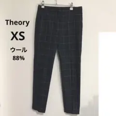 Theory チェックセンタープレスパンツ ウール88%