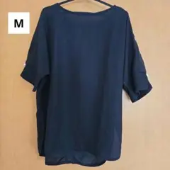 軽量素材 半袖 黒トップス 袖パール付き M 新品未使用