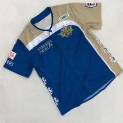 北海道日本ハムファイターズ 青 野球シャツ 半袖 Fサイズ スポンサー