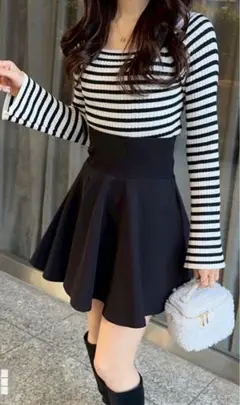 GRL インパン　裏地付き　コルセット風　フレアミニスカート