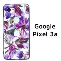 Pixel3a カバー 紫 花柄