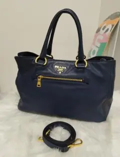 美品☆ プラダ ガレリア 2way トートバッグ ハンドバッグ ビッグステッチ