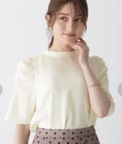 indexインデックスジョーゼット ビジューボタンブラウスホワイトLサイズ超美品