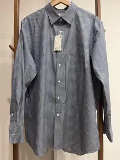 新品同様　ユニクロ　ファインクロス　メンズストライプシャツ　XXL