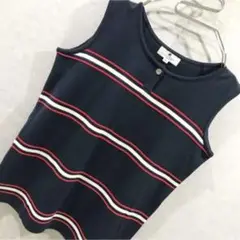 courreges paris 90s ボーダータンクトップ 紺色 9R