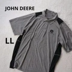 US古着 JOHN DEERE刺繍ロゴ 半袖ポロシャツ グレー LL