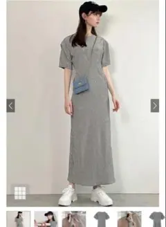 チェック柄パフスリーブワンピース