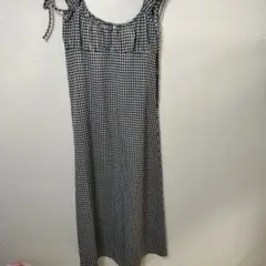 【お盆限定値下げ】ノースリーブロングワンピース L ギンガムチェック　オフショル