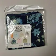 anico ネイビー花柄エコバッグ 横38cm縦30cm幅10cm