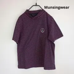 Munsingwear ネイビー/ピンクストライプ ハイネックシャツ Mサイズ