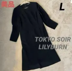 美品　高級　東京ソワール　LILYBURN フォーマルワンピース 袖シースルーL