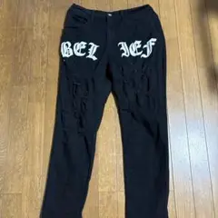 ブラックダメージデニムパンツ BEL JEF