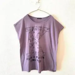 ☆【CHAMI CHAMI】Tシャツ フレンチスリーブ フロントロゴ 綿混 L