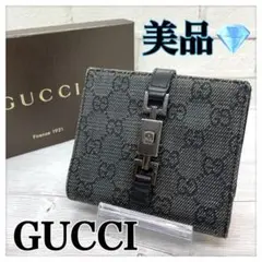 GUCCI グッチ 折り財布 ジャッキー GG キャンバス 黒 ブラック 美品