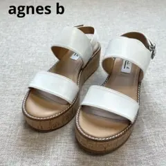 美品 agnes b アニエス・ベー ホワイト コルクソール サンダル 24cm