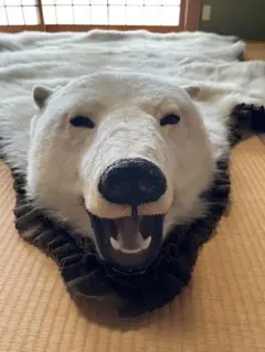 白熊　剥製　ラグ