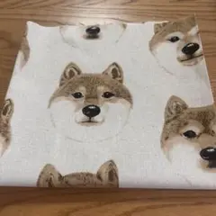 しば犬　オフホワイト　綿麻キャンバス　生地　コットンこばやし