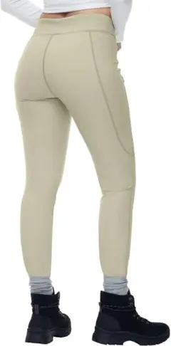 レディース デニムパンツ 細身 ストレッチ 登山パンツ タイツ ベージュ