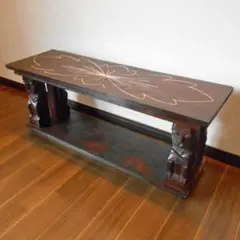 アジアン家具 バリ家具 花柄模様 ロータイプ ＴＶボード ＴＶ台 テレビ台